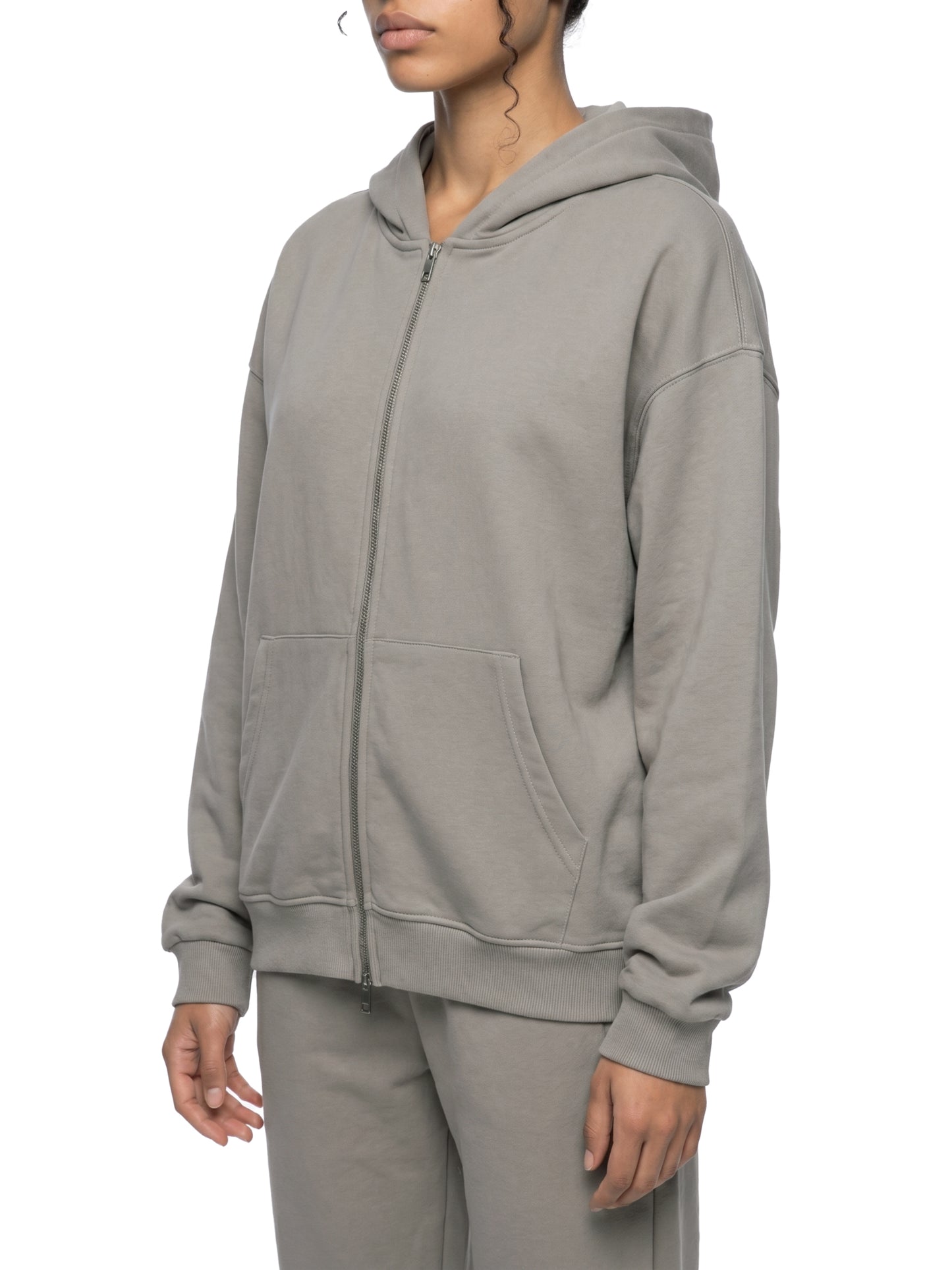 Unisex Loose Solid Full Zip Hoodie