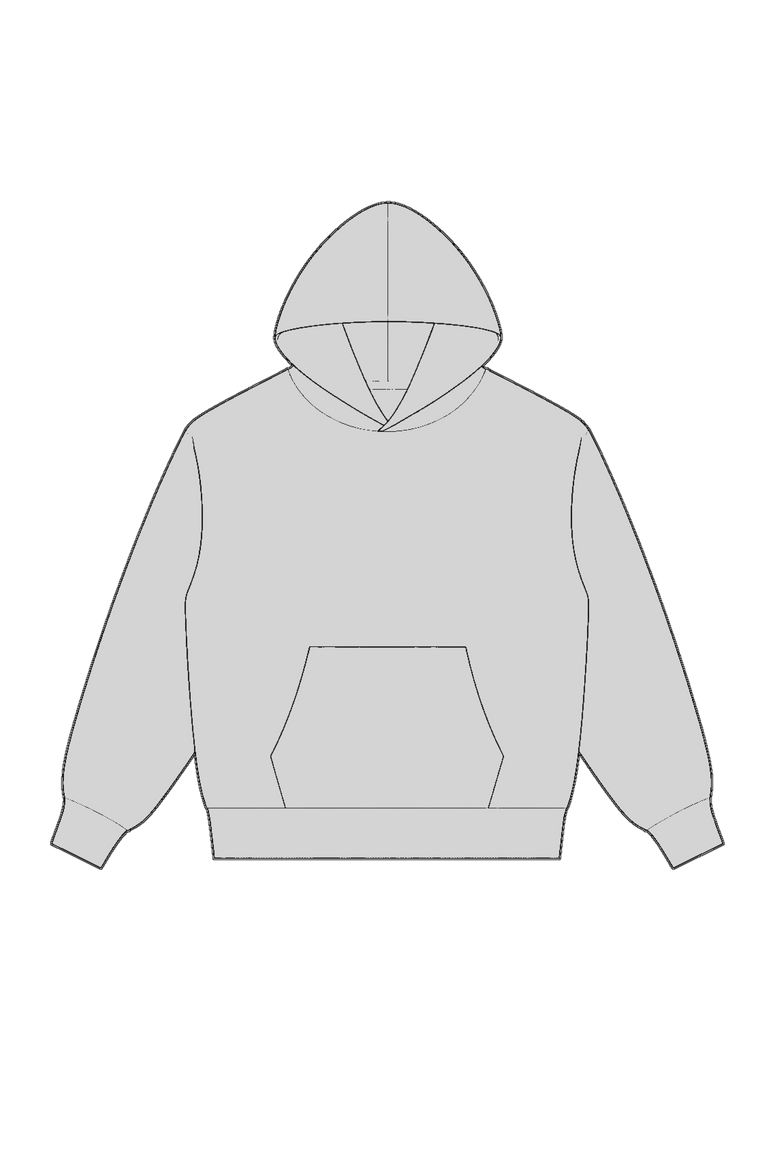 KELLY COPPER KC 002 Essential Heavyweight Fleece Hoodie — technical drawing