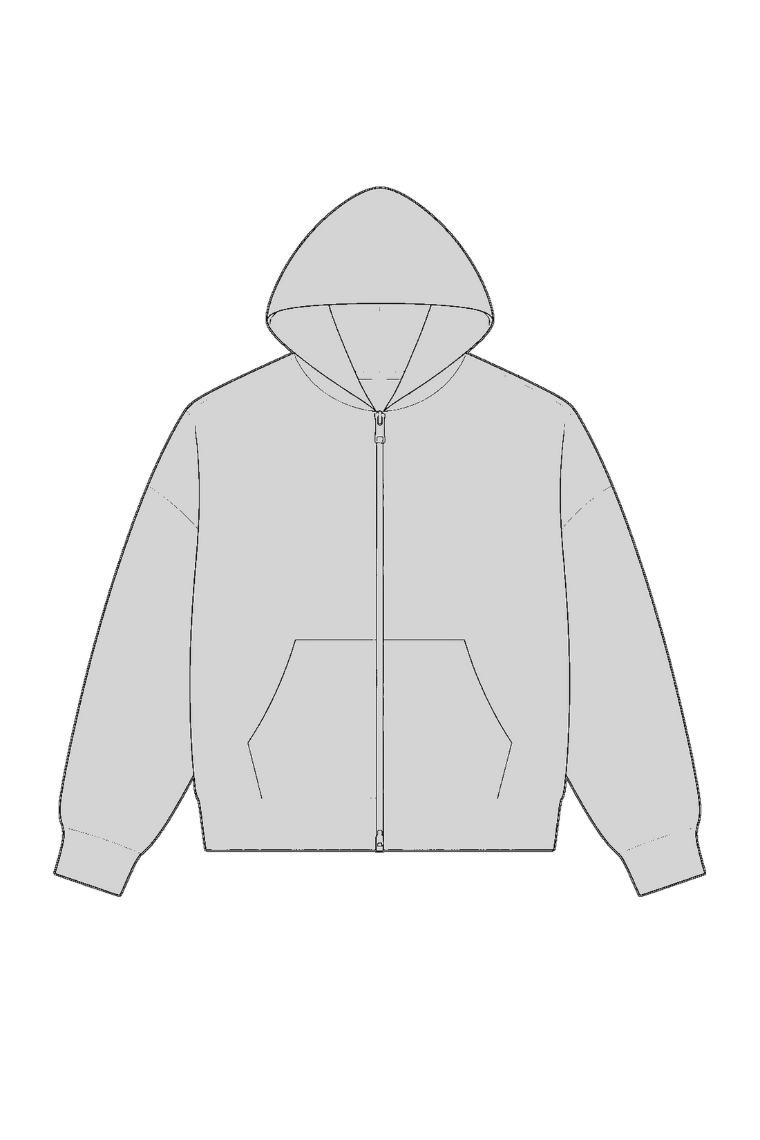 KELLY COPPER KC 003 Loose Solid Full Zip Hoodie — technical drawing