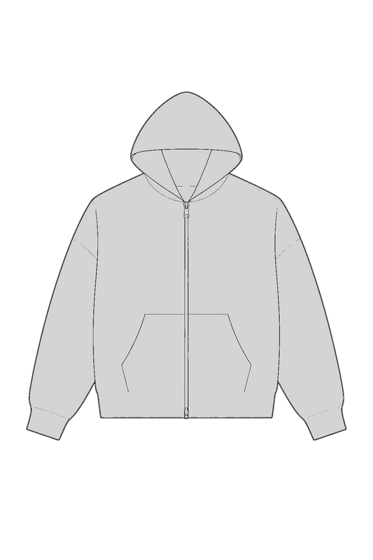 KELLY COPPER KC 003 Loose Solid Full Zip Hoodie — technical drawing