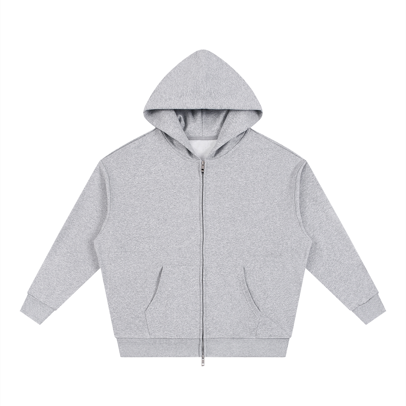 Unisex Loose Solid Full Zip Hoodie