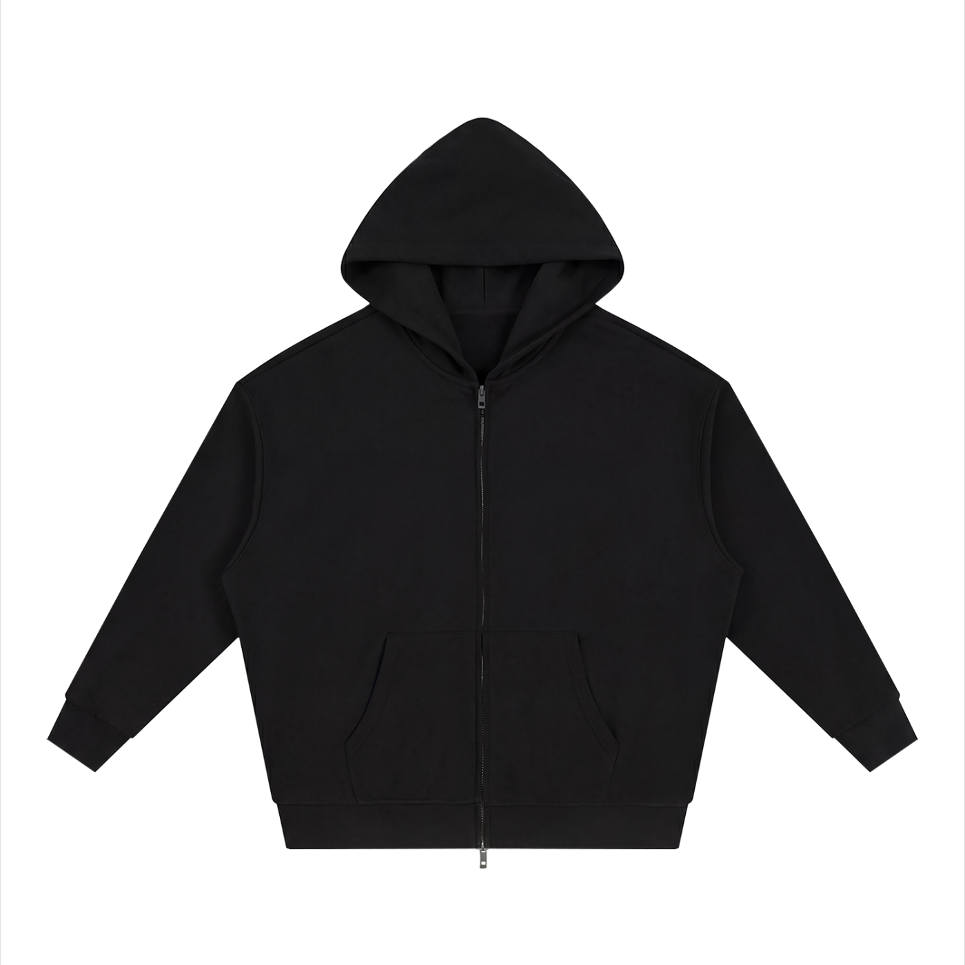 Unisex Loose Solid Full Zip Hoodie
