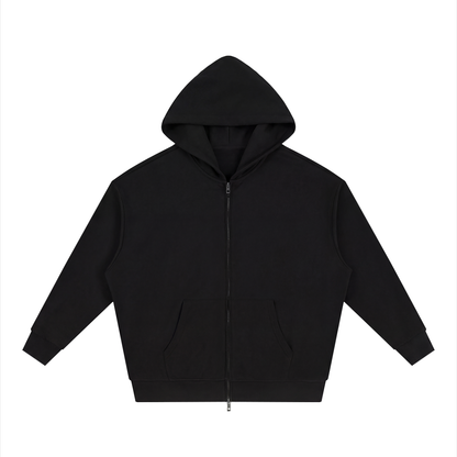 Unisex Loose Solid Full Zip Hoodie