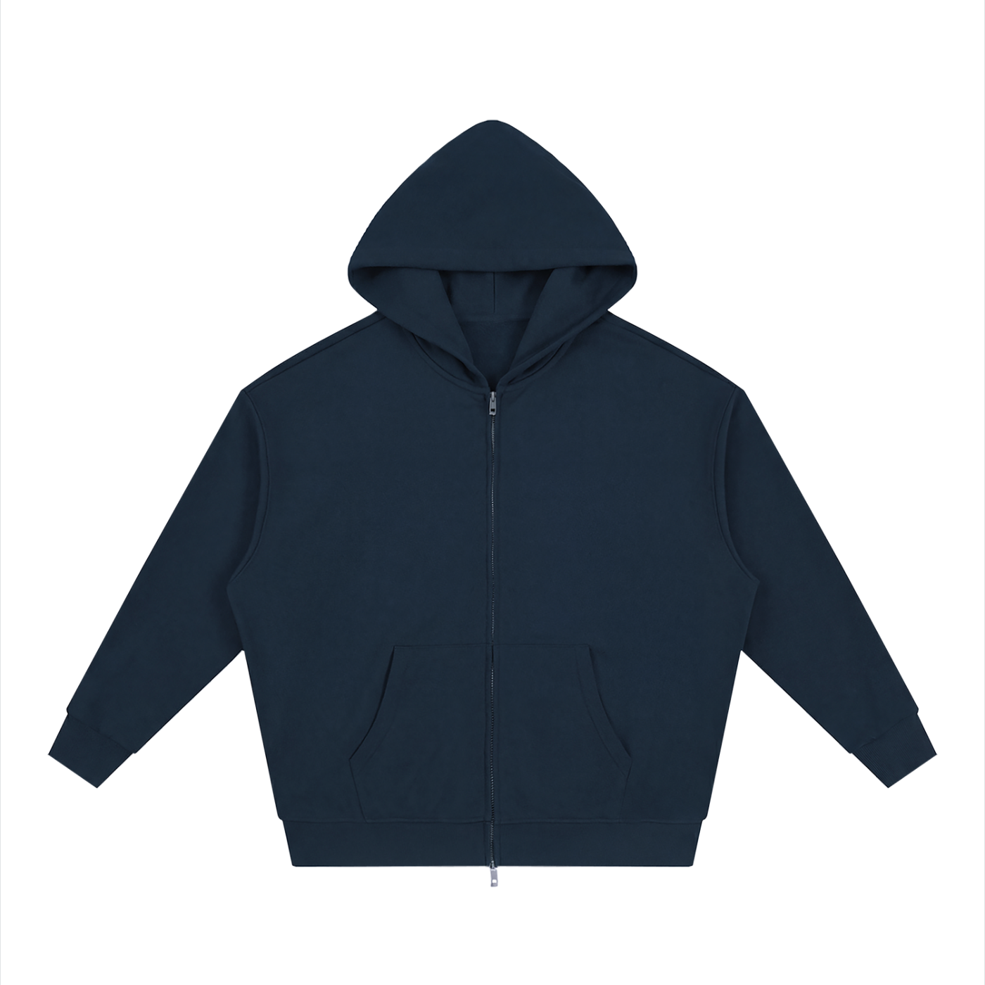 Unisex Loose Solid Full Zip Hoodie