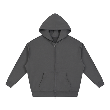 Unisex Loose Solid Full Zip Hoodie