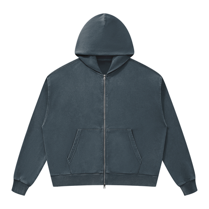 Unisex Mineral Wash Boxy Full Zip Hoodie